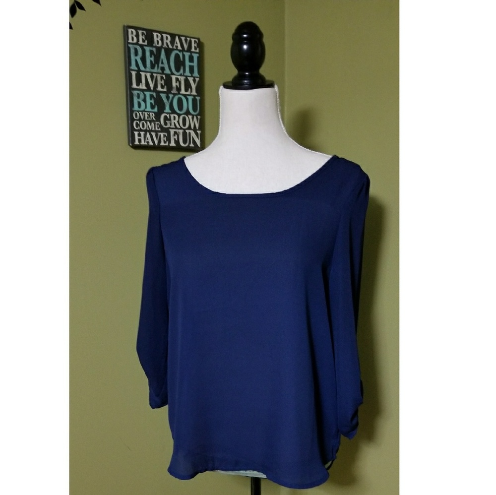Navy Blue High/Low Blouse